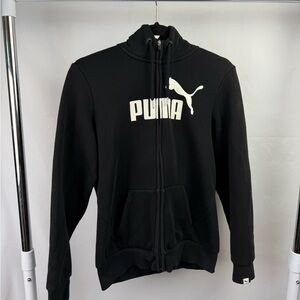 Puma Black Zip-Up Hoodie Sweatshirt | Full Zip Logo Hoodie | Size M